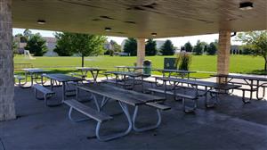 Lehr Pav 1 - view of 9 picnic tables under a pavilion